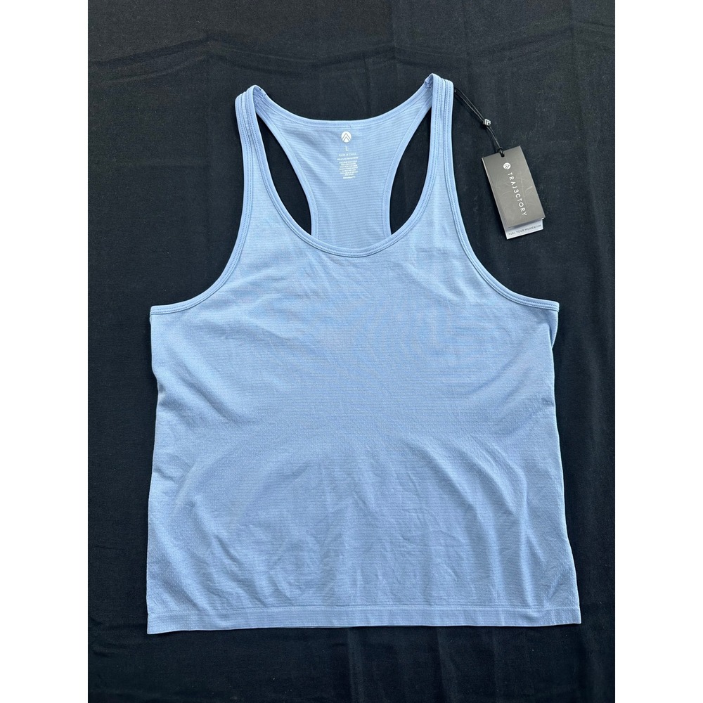 Traj3ctory Womens Blue Seamless Racerback Athletic Tank Top Size Large NWT